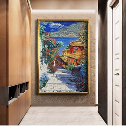 Landscape Painting, Mountain, Village And Seascape Canvas Frame Wall Decor, Canvas Printing, Ready To Hang Wall Painting