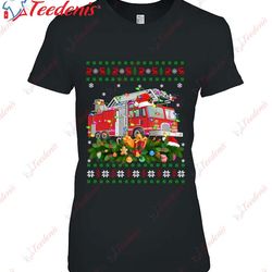 funny xmas lighting tree santa ugly fire truck christmas shirt, kids funny christmas shirts family  wear love, share bea