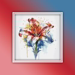 amarylis flower 4 cross stitch pattern pdf instant download watercolor