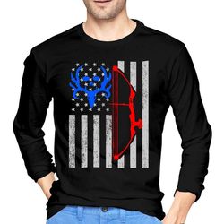 men&8217s long sleeve t-shirt fashion american bow hunting usa flag creative autumn t-shirt cotton tee