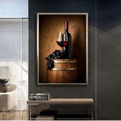 wine and grapes canvas print wall painting, kitchen wall decor,, wall art canvas, canvas print, ready to hang wall print