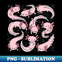 Cute pink axolotls cartoon illustration - Special Edition Sublimation PNG File - Bold & Eye-catching