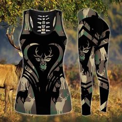 military camouflage deer hunting hollow tank top and legging 3d print dh