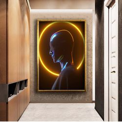 man with gold ring light and eyes closed canvas print wall decor, wall art canvas, canvas print, ready to hang canvas pa