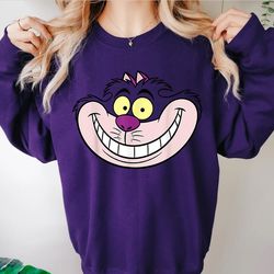 disney alice in wonderland cheshire cat big face tshirt, magic kingdom, disneyland family trip vacation gift unisex adul