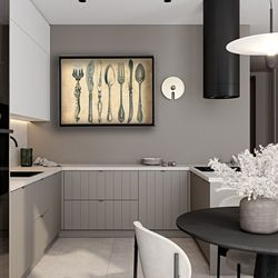 nostalgic cutlery and knife canvas print kitchen decor, new home gift, kitchen art, wall art canvas, canvas print, ready