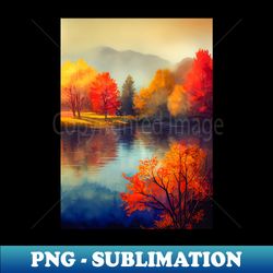 Colorful Autumn Landscape Watercolor 34 - Unique Sublimation PNG Download - Vibrant and Eye-Catching Typography