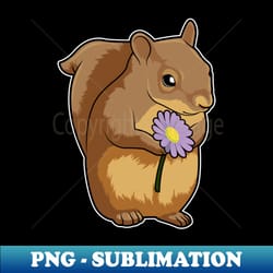 squirrel with purple flower - png transparent sublimation design - bold & eye-catching