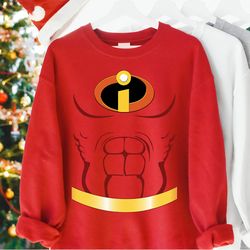 disney pixar incredibles suit with muscles halloween costume tshirt, incredibles family shirt, disneyland family matchin