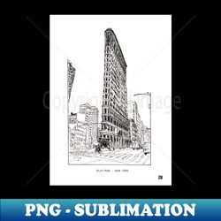 Flatiron New York Cityscape USA Pen and Ink Illustration - Special Edition Sublimation PNG File - Create with Confidence