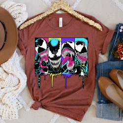 marvel venom colorful dripping comic panel tshirt, marvel comic avengers gift tshirt, disneyland family vacation, magic