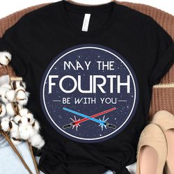 star wars may the fourth be with you lightsaber clash poster tshirt, star wars fan gifts tee, disneyland trip,disney fam