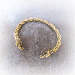 Handmade brass viking bracelet,bracelet with dragon heads,jewelry on hand,handmade ukrainian jewellery,viking jewelry