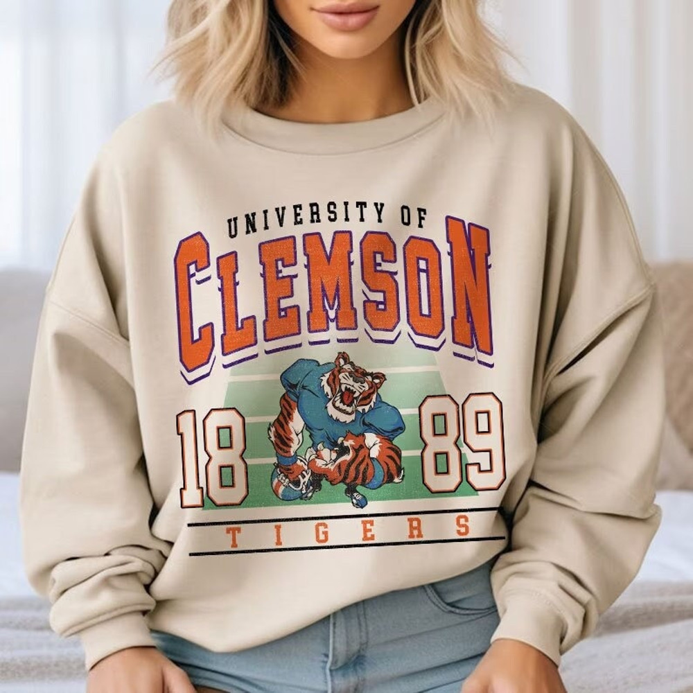 Vintage NCAA Football Shirt, Best Gift Ever, Retro Clemson Football Sweatshirt, Clemson Football Shirt, and Clemson-Tigers Mascot Sweatshirt.jpg