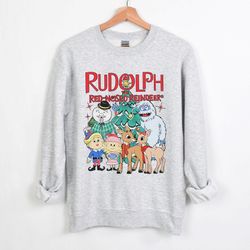 rudolph the red nosed reindeer christmas crewneck sweatshirt, rudolph christmas sweatshirt, christmas movie sweatshirt,