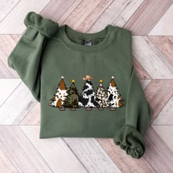 country western shirt, howdy christmas tree sweatshirt, womens cute cow cheetah print, howdy rodeo christmas sweatshirt,