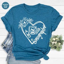 funny sonographer t-shirt, sonographer gifts, heart graphic vneck tshirt, shirts for women, gift for her, ultrasound tee