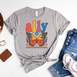 ally butterfly shirt, pride month shirt, lgbtq shirt, human rights shirt, equality shirt, rainbow shirt for lgbtq rights