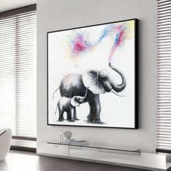 cool elephant canvas wall art, poster print decor for home decoration, family poster, wall art canvas design, framed can