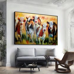 cow canvas wall art print, farmhouse home decor, farmhouse poster, wall art canvas design, framed canvas ready to hang-3