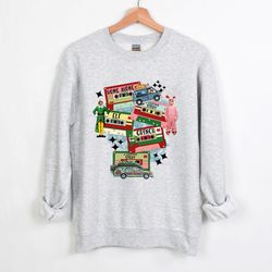 christmas moviess sweatshirt, xmas cassette tapes sweatshirt, christmas party sweatshirt, vintage christmas sweatshirt