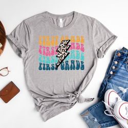 first grade leopard shirt for toddlers, back to school shirt, welcome back to school tee, school shirt gift for teacher,