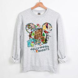 vintage hollywood studios jollywood nights sweatshirt, mickey ears christmas sweatshirt, disney christmas sweatshirt, ho
