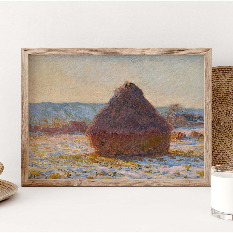 Claude Monet Grainstack in the Sunlight, Snow Effect Poster, | Inspire ...