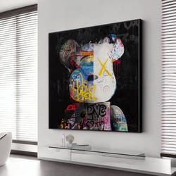painted graffiti cartoon bear fashion posters and prints modern home decoration wall art canvas children's room cuadros,