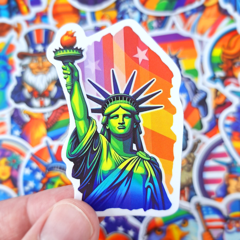 RainbowIndependenceDayStickersCoolAmericanStatueStickersLGBTQPrideMonthGayandLesbianSt