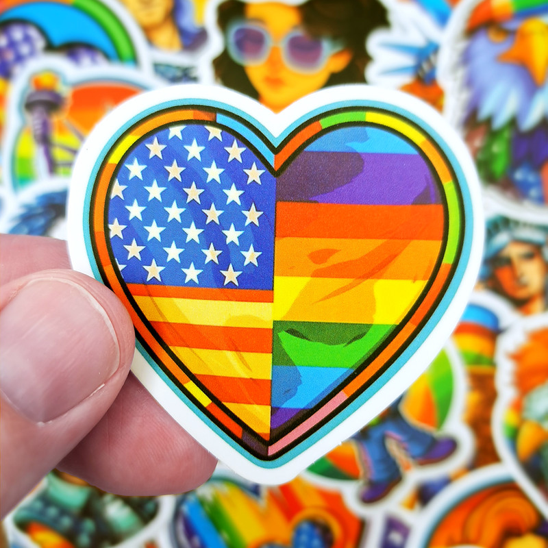RainbowIndependenceDayStickersCoolAmericanStatueStickersLGBTQPrideMonthGayandLesbianSt