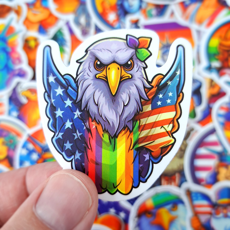 RainbowIndependenceDayStickersCoolAmericanStatueStickersLGBTQPrideMonthGayandLesbianSt