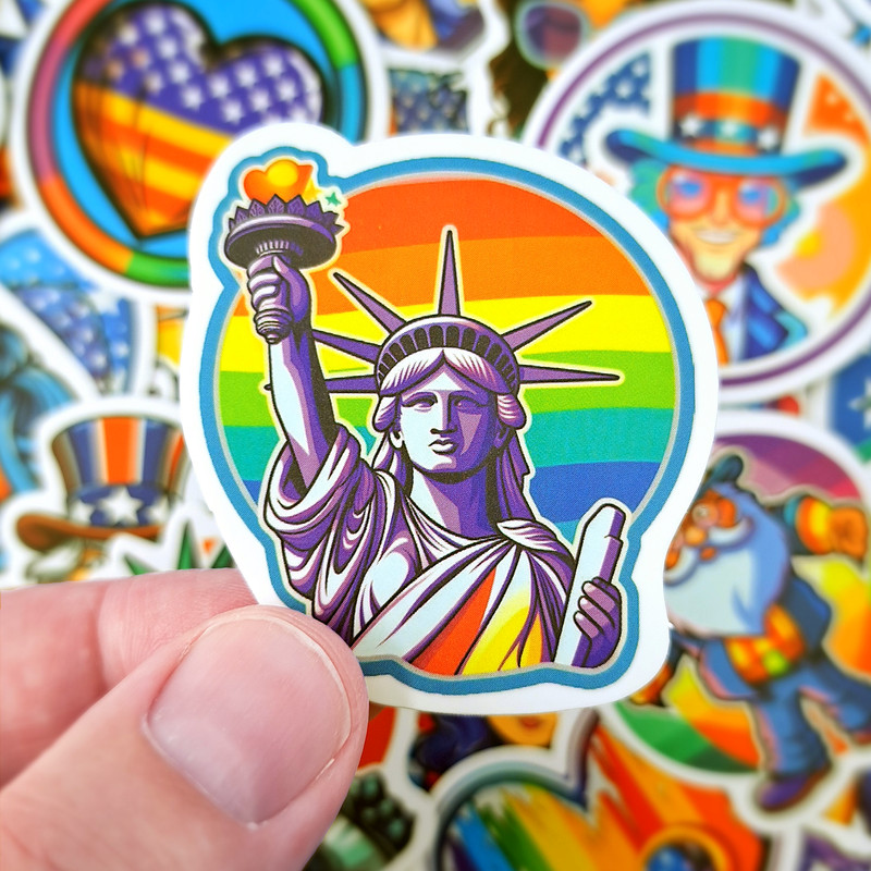 RainbowIndependenceDayStickersCoolAmericanStatueStickersLGBTQPrideMonthGayandLesbianSt