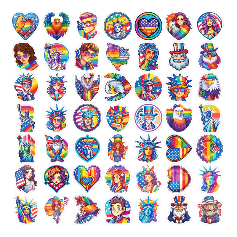 RainbowIndependenceDayStickersCoolAmericanStatueStickersLGBTQPrideMonthGayandLesbianSt