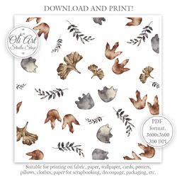 Dinosaur tracks. Fossils. Seamless Pattern for Graphic Design, Digital Download, Scrapbooking and Crafting Projects