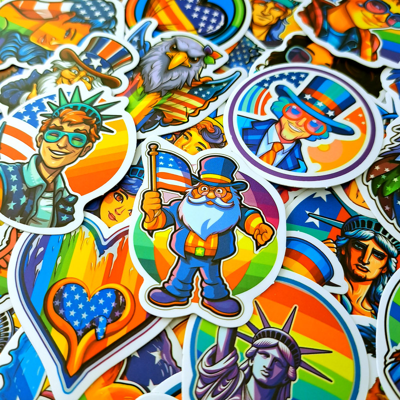 RainbowIndependenceDayStickersCoolAmericanStatueStickersLGBTQPrideMonthGayandLesbianSt