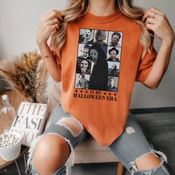 in my horror era comfort colors shirt,horror halloween characters shirt,horror movie, halloween horror sweatshirt,scary