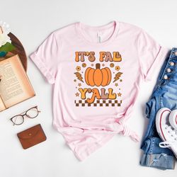 it's fall y'all shirt, pumpkin halloween comfort colors shirt, fall season shirt, vintage halloween shirt, fall gift for