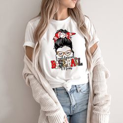 loud and proud baseball mom with messy bun shirt, t-mom shirt, baseball shirt for women, sports mom shirt, baseball birt