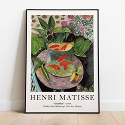 matisse - goldfish exhibition vintage art poster print, ideal home decor or gift