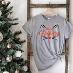 meowy christmas shirt, christmas cat shirt, merry christmas, cat lover shirt, christmas gift shirt, holiday shirt