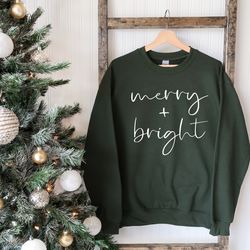 merry bright sweatshirt, christmas crewneck, holiday sweatshirt, christmas gift, merry and bright
