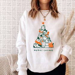 merry catmas sweatshirt, funny christmas sweat, holiday crewneck, meowy christmas, cute cat sweater