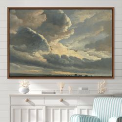 Framed Canvas Oil Painting Landscape Wall Art, Clouds Wall Art Print, Clouds Landscape Framed Large Gallery Art, Minimal
