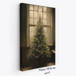 christmas nook canvas poster vintage christmas wall art christmas canvas poster oil painting cottagecore decor moody wal