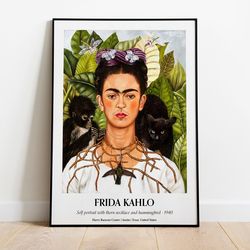 frida kahlo - self portrait exhibition poster, vintage home decor, wall art poster print