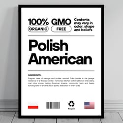 polish american unity flag poster mid century modern american melting pot rustic charming polish humor us patriotic wall