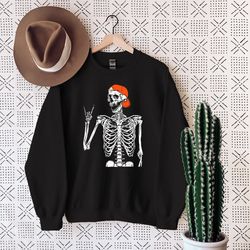 rock on skeleton hand sweater, halloween spooky sweatshirt, skeleton sweatshirt, skeleton hands hoodie, peace sign hands