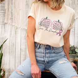 save the pumpkins, breast cancer shirt, cancer shirt, cancer support tee, breast cancer month, cancer awareness tee