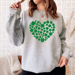 shamrock heart sweater, st patrick's day sweat, lucky sweatshirt, irish gift, st paddy's sweat